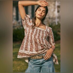 Free People - Vintage Lover, cotton top in a rose combo - size Lg